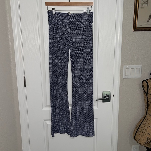 HELEN JON Navy and White Wide Leg Pants Fold Over Beach Pant Strech Small - Picture 2 of 10